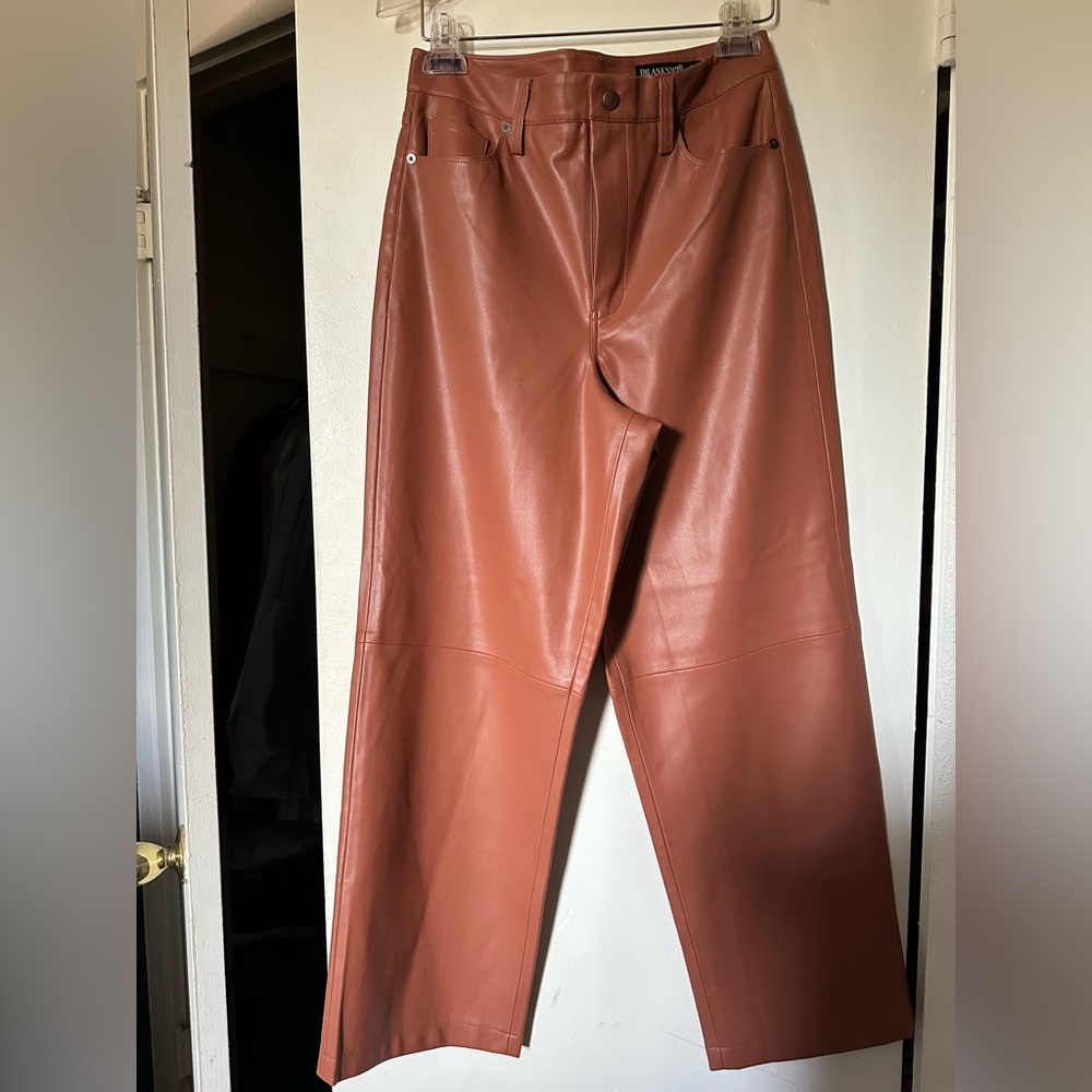 Blank NYC Brown High-Waisted Leather Pants